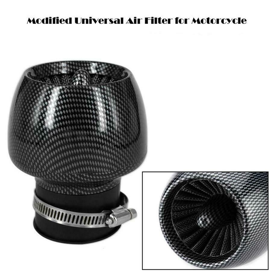 2x Straight Motorcycle Air Intake Filter Pod 28-48mm w/ Clamp Carbon Fiber Look