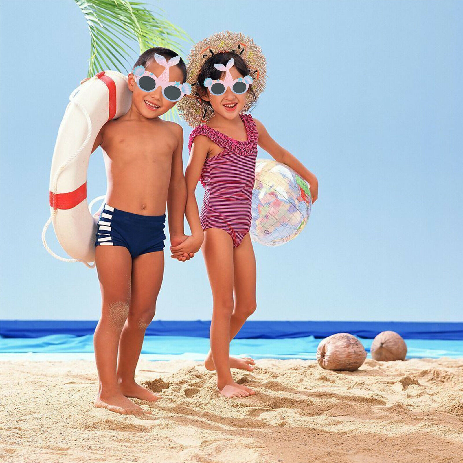 Mermaid Shape Plastic Fancy Sunglasses, Funny Party Eyeglasses Beach Theme