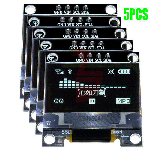 5PCS 0.96" 0.96 Inch 4 pin I2C IIC 128X64 OLED Display Board White for Arduino