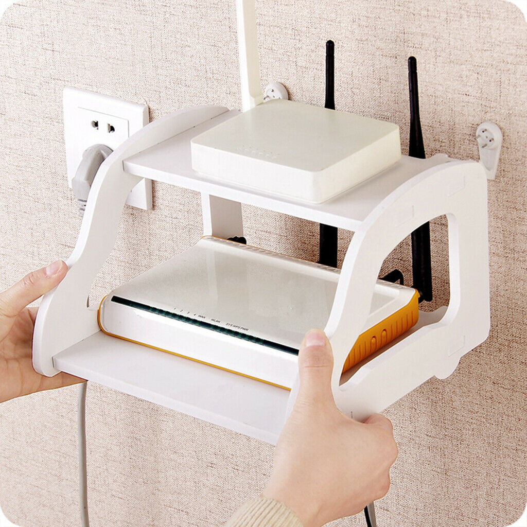 Wall Mounted Set Top Box Holder Router Shelf Storage Rack for Home Decor