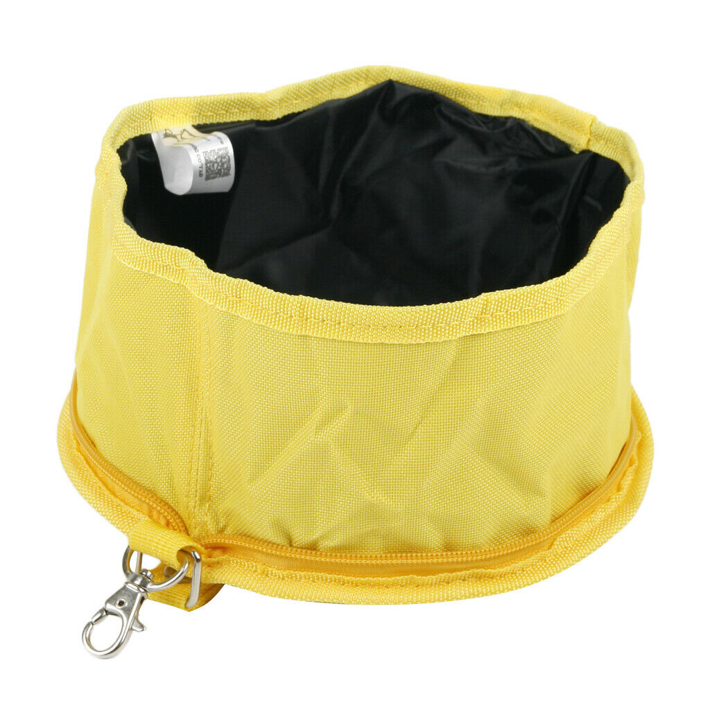 Portable Collapsible Canvas Dog Bowl for Pet Dog Cat Travel Outdoor  Yellow