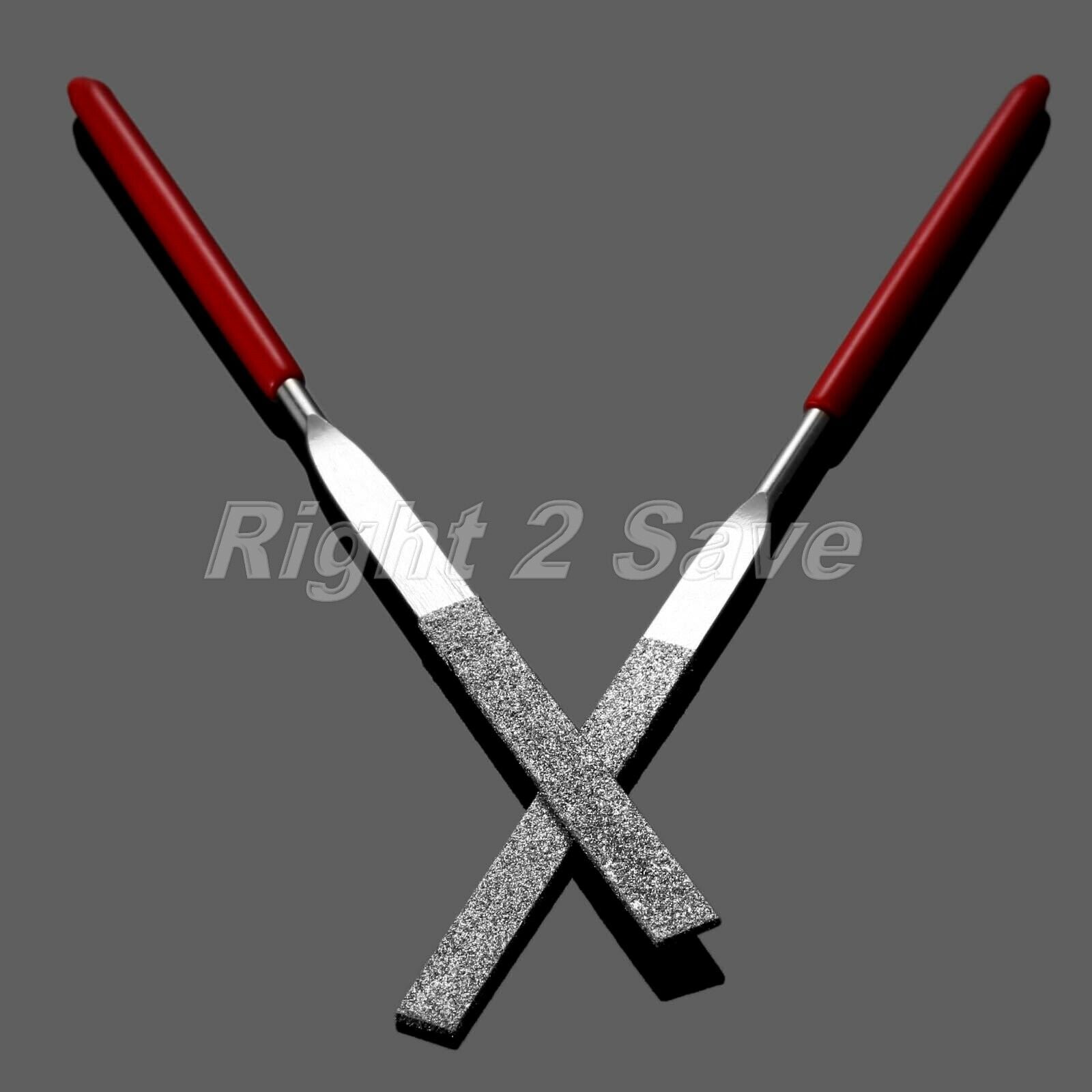 1Pc Red Plastic Handle Metal Stone Grinding Flat Diamond Needle File 3mmx140mm