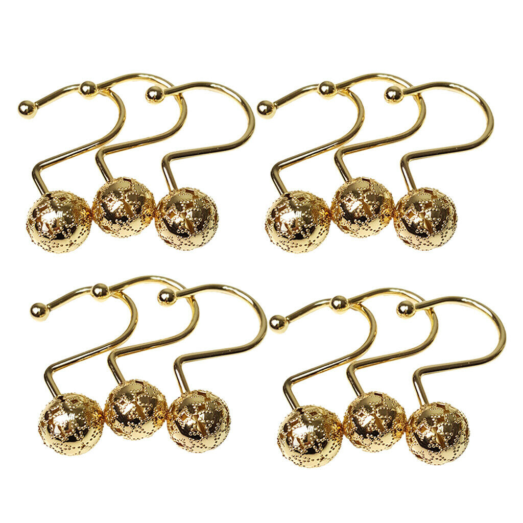 12x Shower Curtain Roller Rings Bathroom Hooks Window Curtain Tieback 3