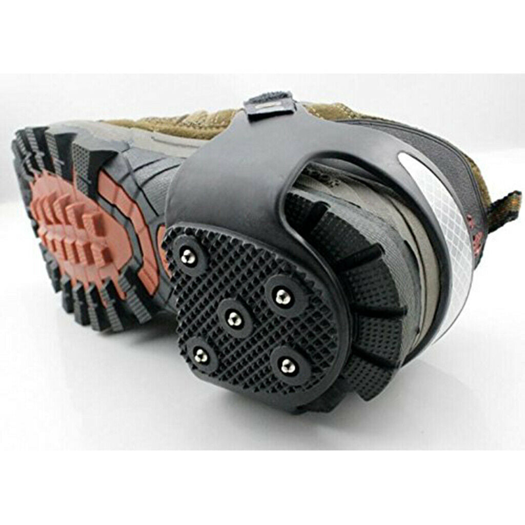 2 Pairs Lightweight Ice Grippers Walking Traction Cleats Crampons 5 Teeth
