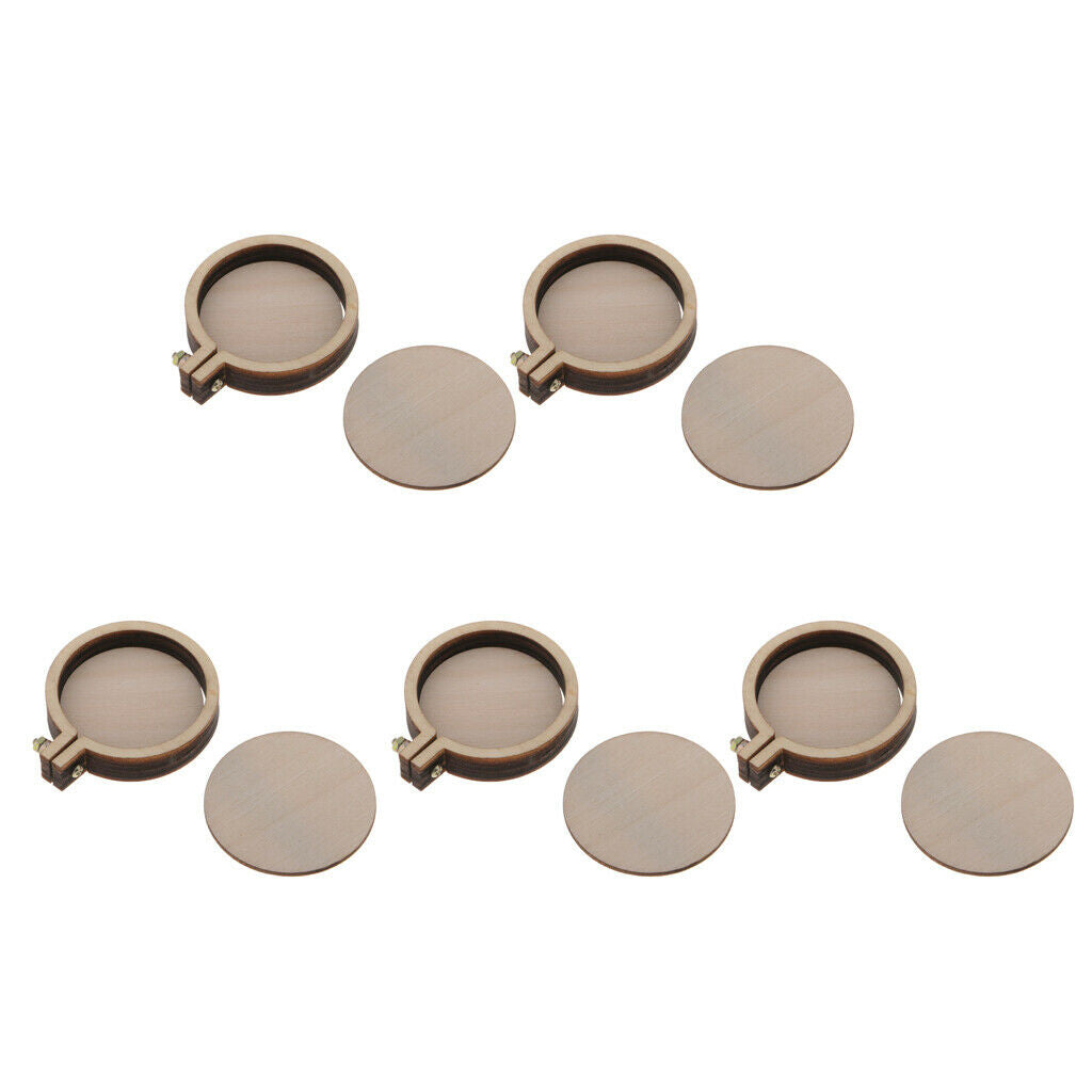 5pcs  Wooden Embroidered Hoop Frames for DIY Crafts Accessories
