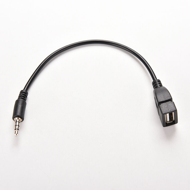 3.5mm Male AUX Audio Plug Jack To USB 2.0 Female Converter Cable Cord Car MPATA