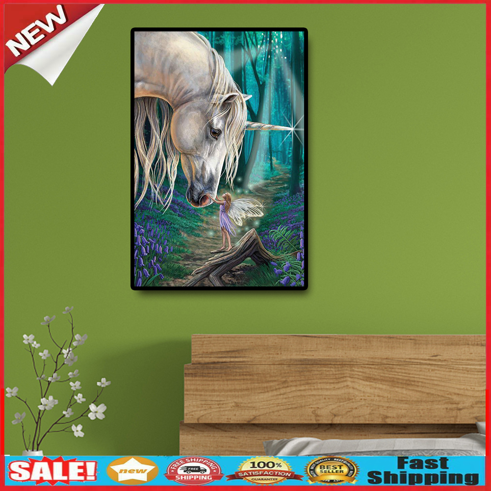 DIY Horse and Elf Cross Stitch 5D Full Round Drill Diamond Painting Crafts @
