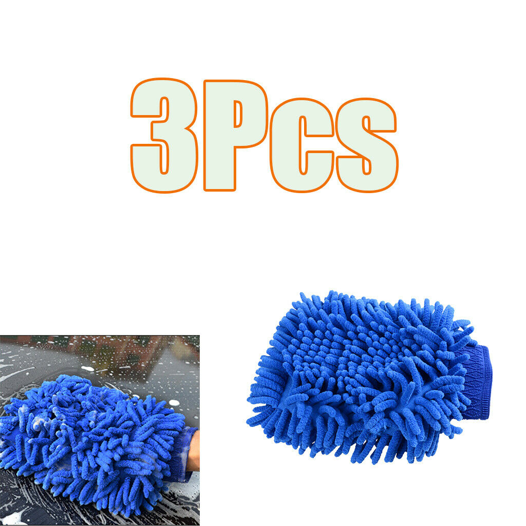3Pcs Chenille Microfiber Car Cleaning Wash Mitt Rag Towel Cloth Duster