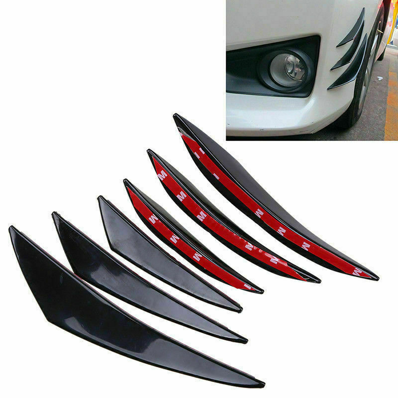 6Pcs Car Front Bumper Lip Splitter Fins Body Spoiler Canards Refit Gloss .l8