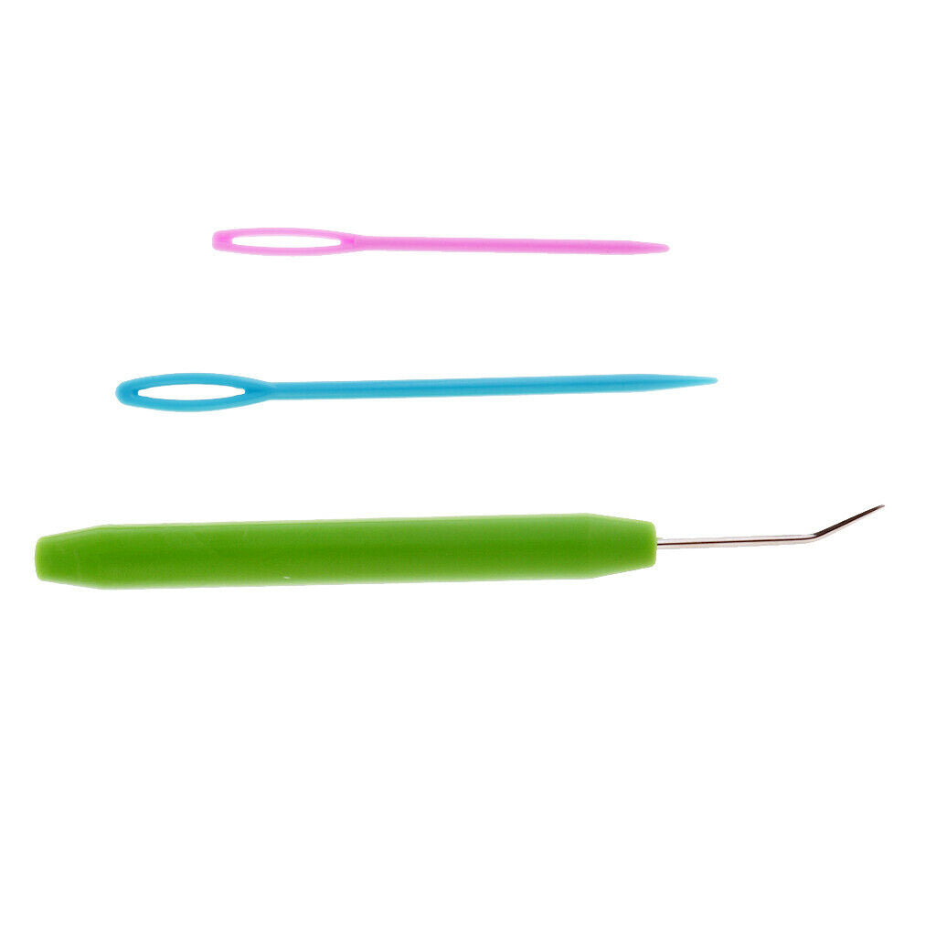 Plastic Handle Knitting Loom Hook & 2pcs Plastic Needles Set Knitting Tools