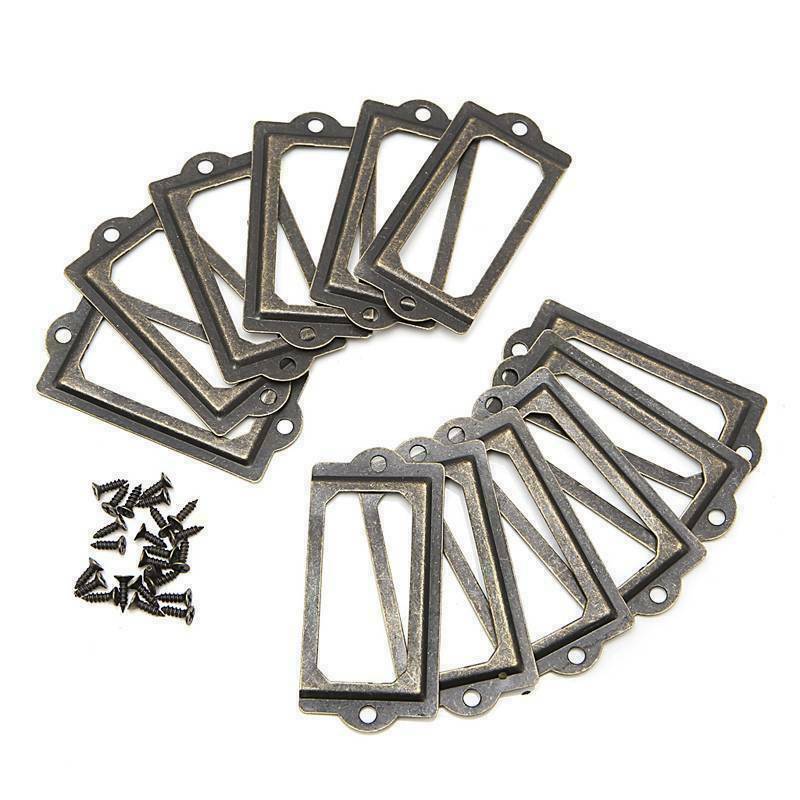 12pcs Metal Label Pull Handle Frame Name Card File Holder Cabinet Furniture Draw