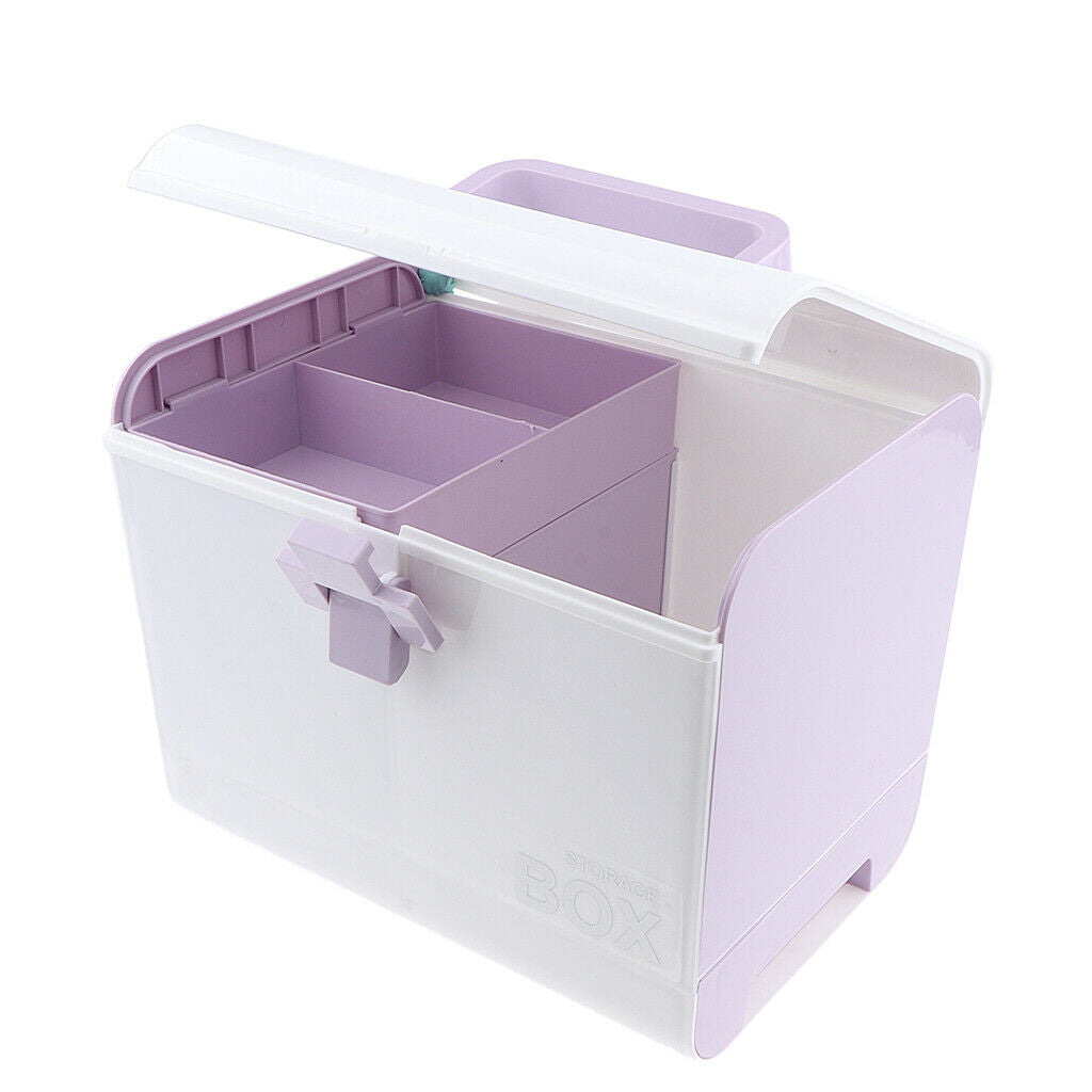 Multi-Use Medicine Art Supplies Organizer Box Makeup Storage Case Purple