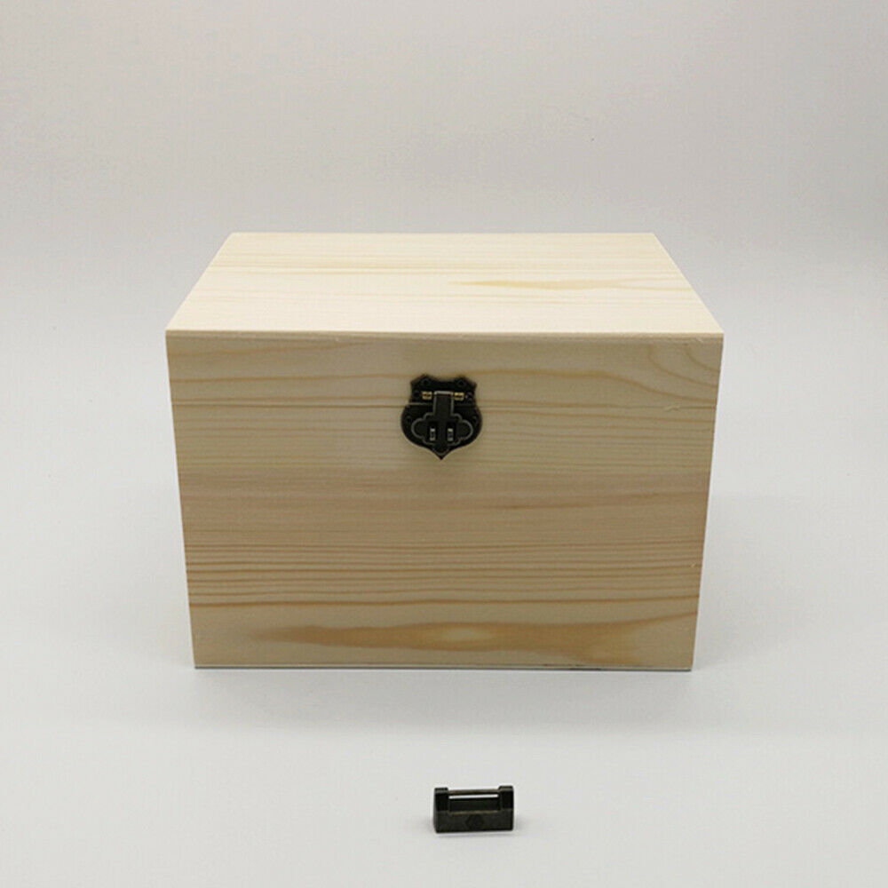 Wooden Treasure Chest Wood Box Case Necklace Jewelry Keepsake Trinket Storage