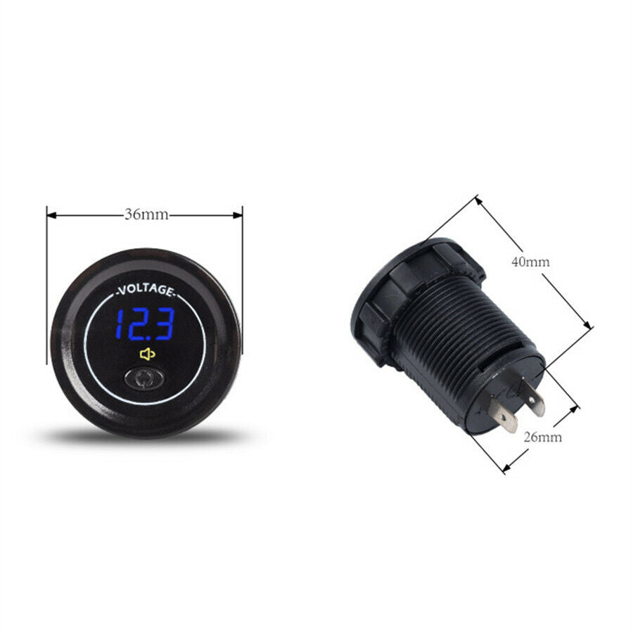 Blue LED Digital DC Voltmeter With Switch Motorcycle Car Universal 12V-24V