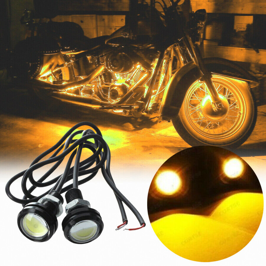 1 Pair Small Amber LED Black DOME Motorcycle-Chopper-Bobber Turn Signal Lights