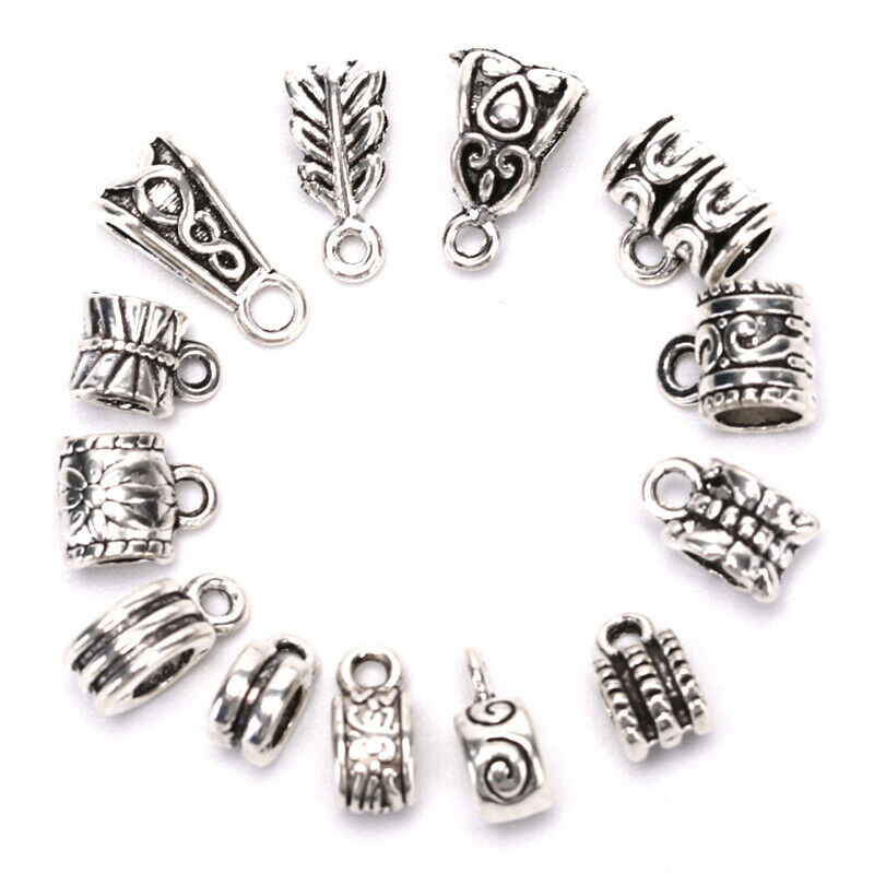120Pcs Metal Connectors Spacer Beads Bail Tube Beads Charms DIY Jewelry M.l8
