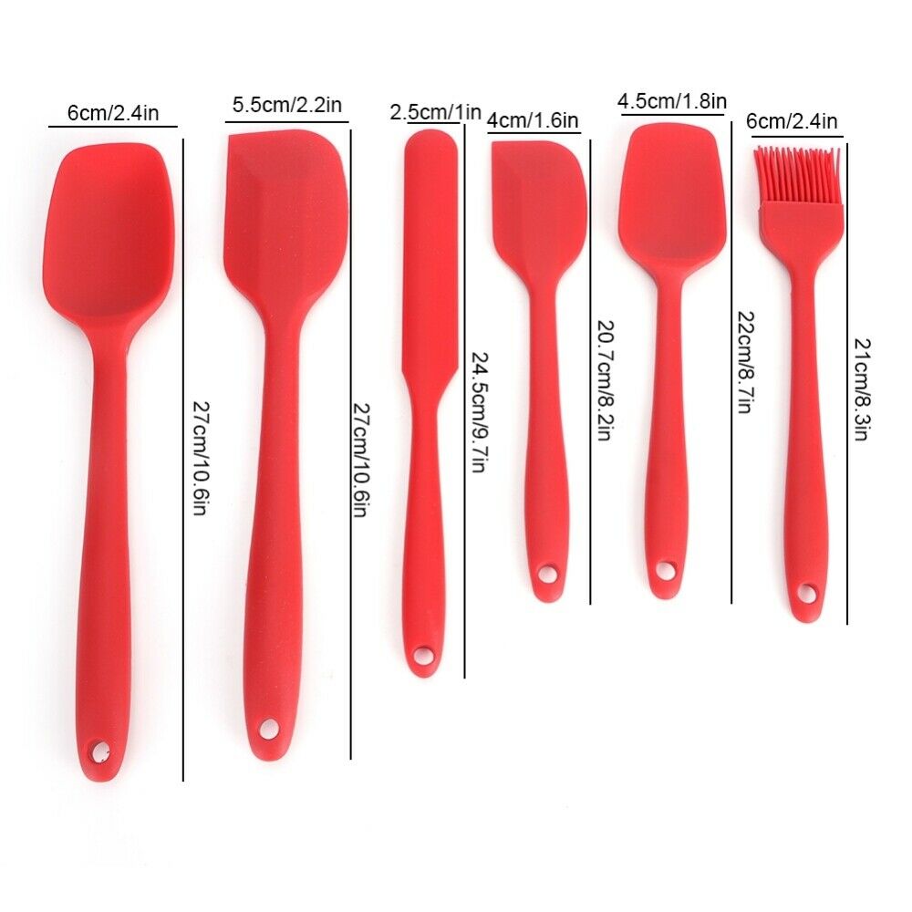 6pcs Spatula Set Non Stick Silicone Heat Resistant Baking Kitchen Utensils Tools