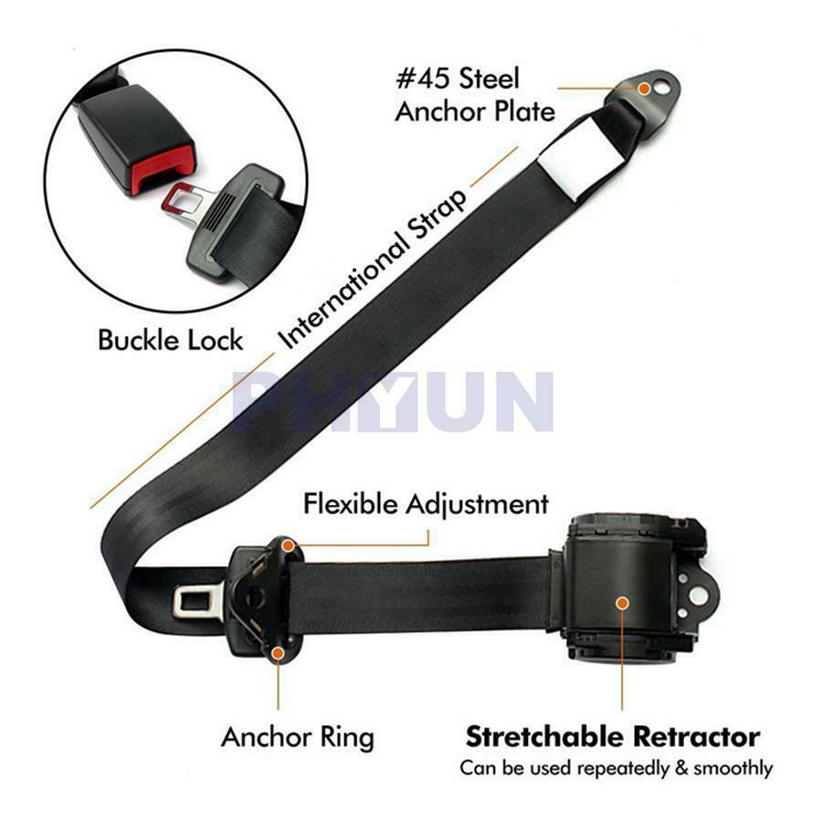 3 Point Retractable Safety Seat Belt 280cm Adjustable Length For Car SUV Truck