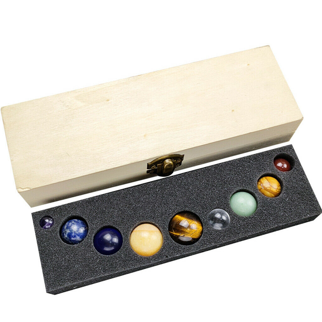 9 Planets Crystal Balls Gemstones Astrology Home Decor Ornament Collection