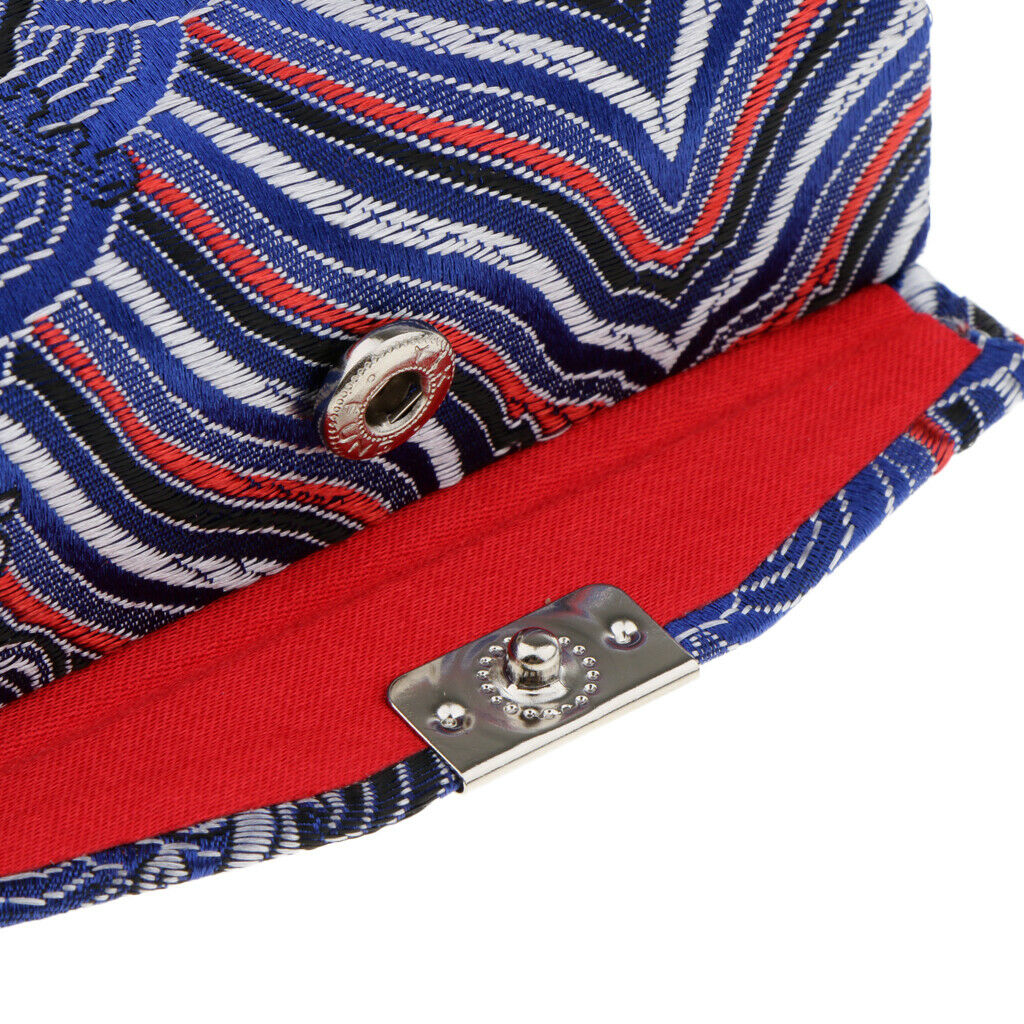 Embroidery Jewelry Makeup Lipstick Holder Case with Mirror Blue