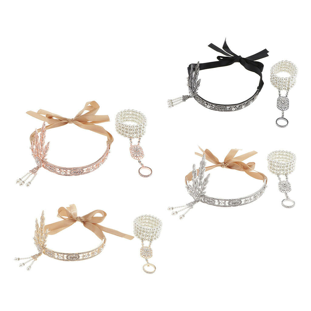 Retro Style 1920s Flapper Headband Hairband Crystal Crown Headdress Party