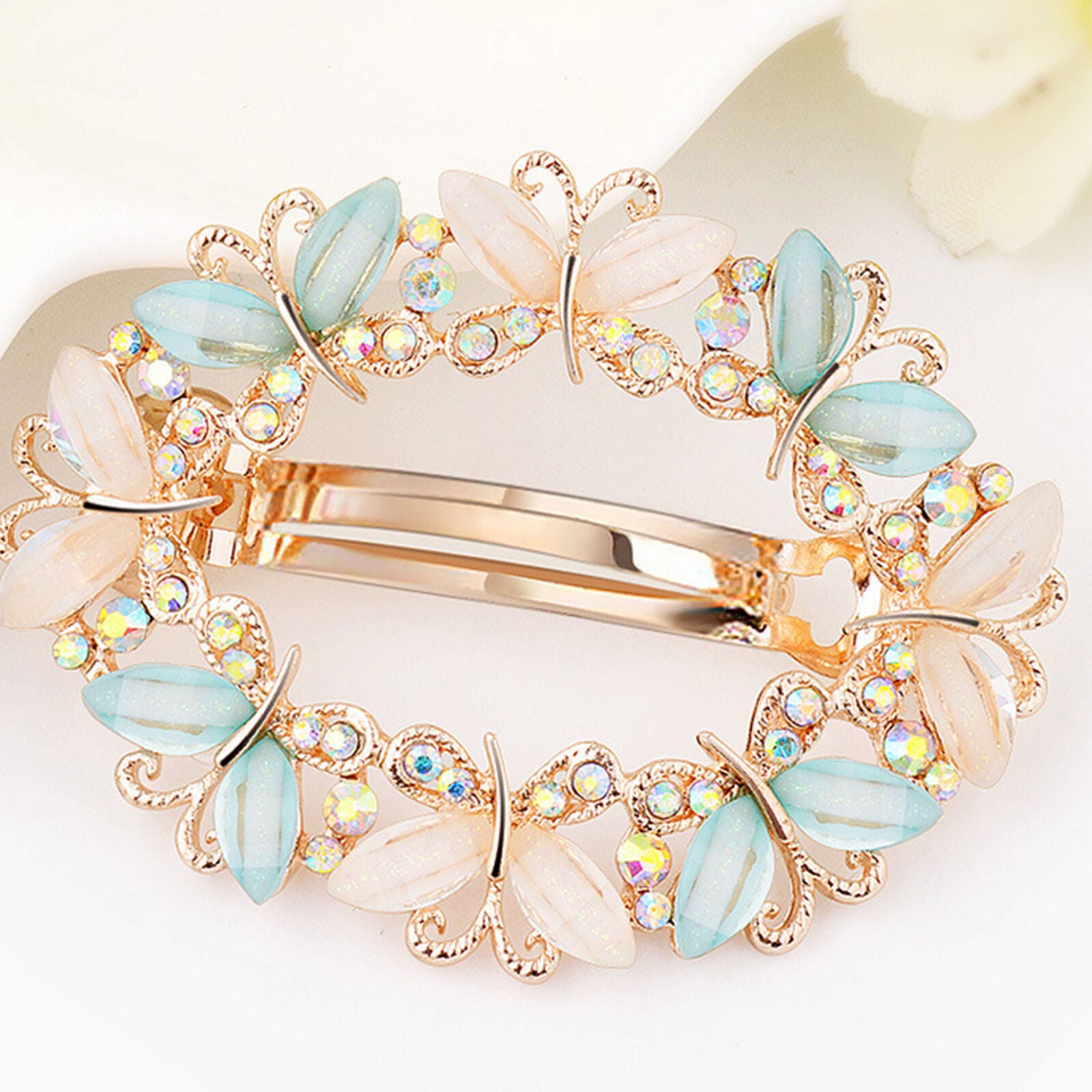 Girls Hair Clip Crystal Rhinestone Fashion Flower Barrette Clamp Hairpin