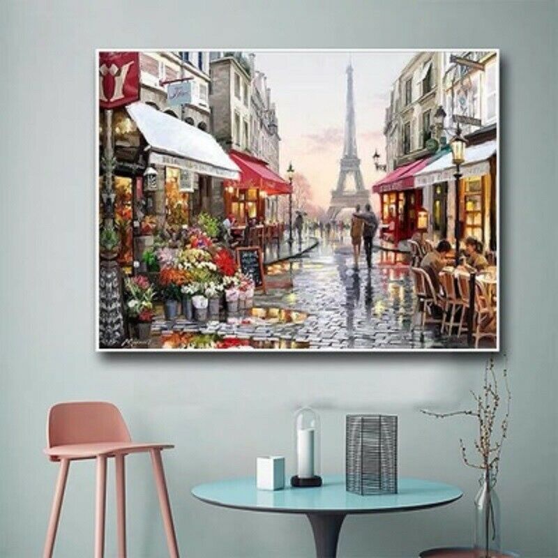 Paris Street Oil Painting Landscape France Eiffel Tower Street room Decor 40*50