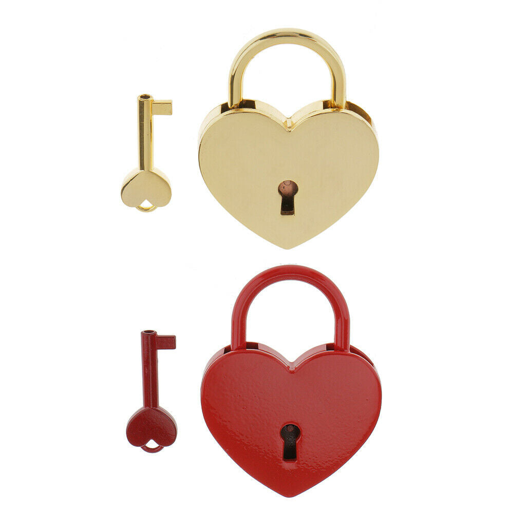 Mini Heart Shaped Padlock With Key Travel Luggage Safety Lock Set Red L