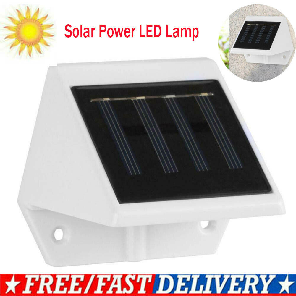 4LED Fence Lamp Solar Powered Plastic Stair Wall Light Outdoor Garden Yard Decor
