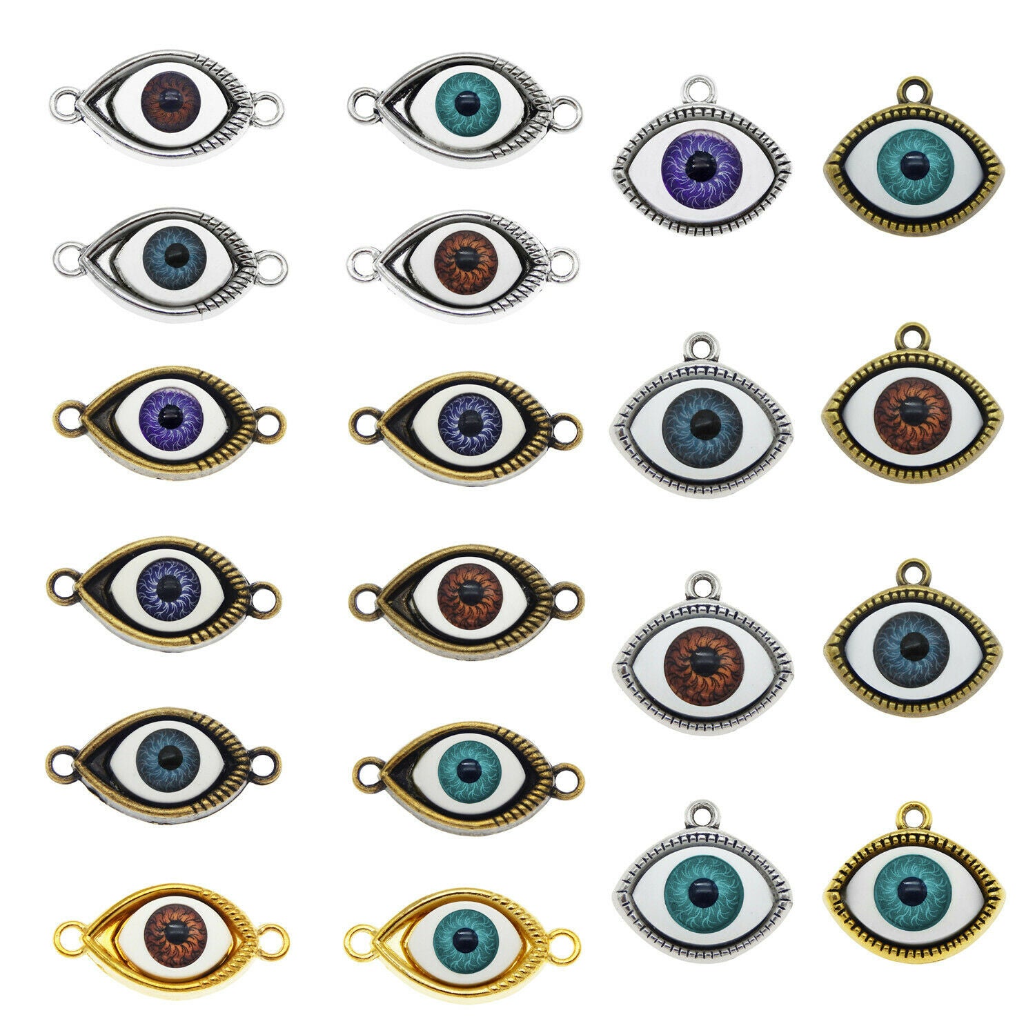 10pcs/Pack Multi-Colors Alloy Mixed Random Evil Eyes Charms Pendant DIY Findings
