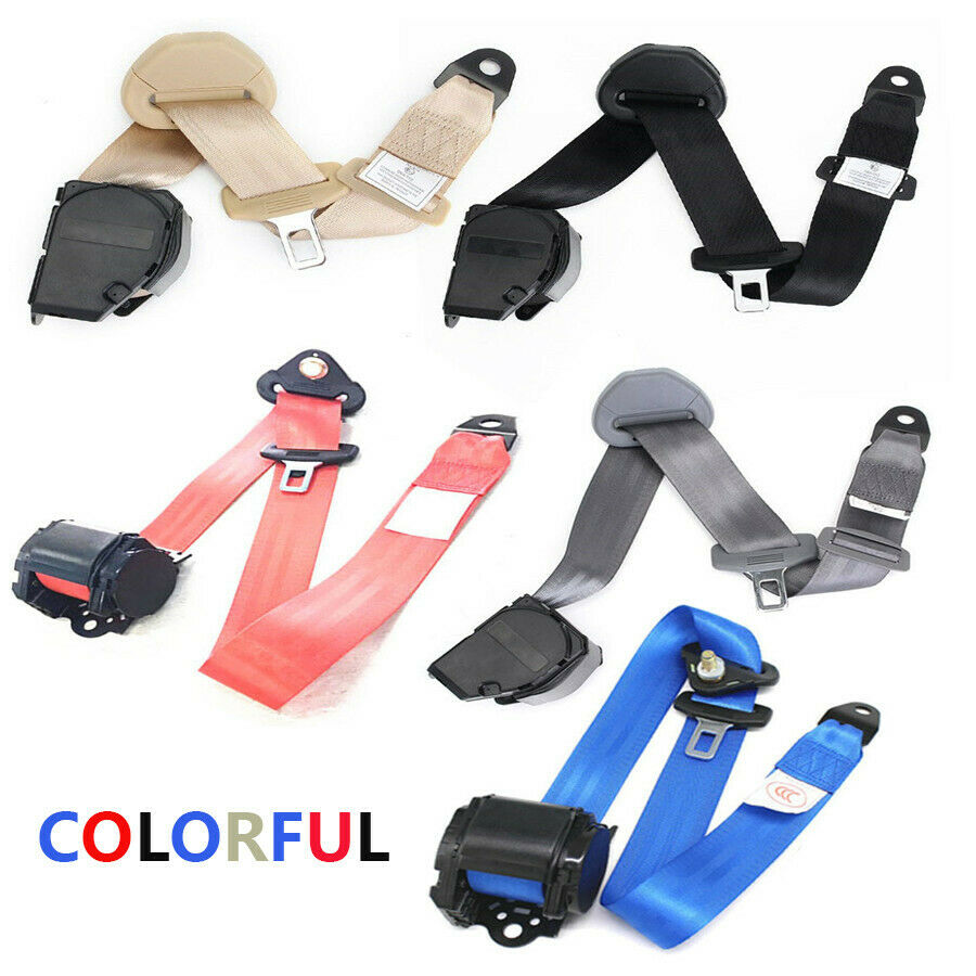 Blue Retractable 3 Point Seat Belt With Quick Release Camlock Nylon Straps