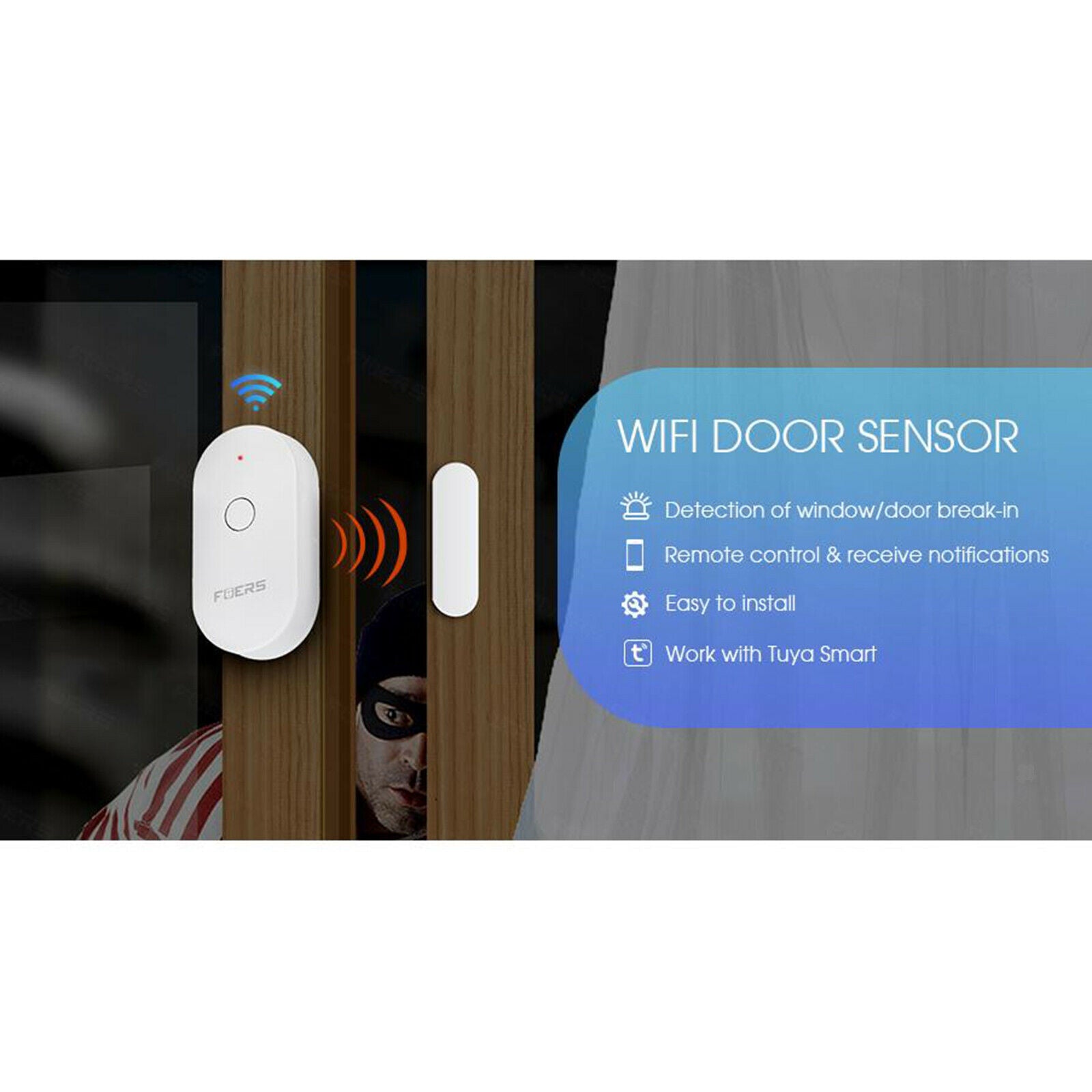 WiFi Wireless Tuya Door Sensor Detector Safe Alarm for Google Assistant