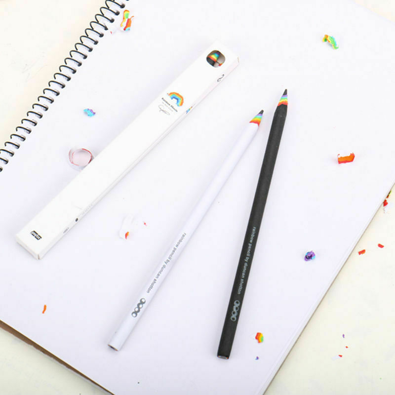 Rainbow Colored Pencil Drawing Painting Pencils Student Kids Stationery 2Pcs L