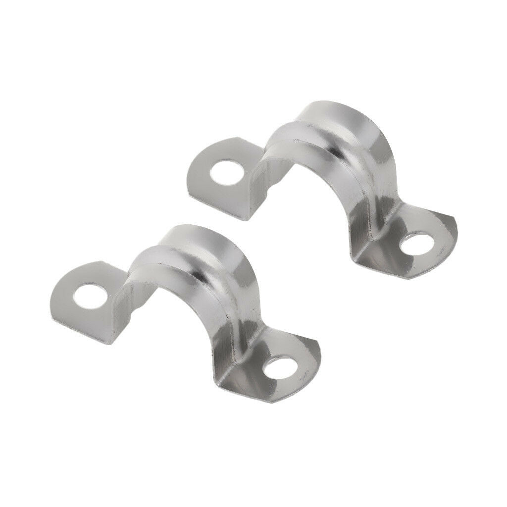 Pair 25mm Diameter Stainless Steel U Shaped Saddle Clamp Tube Pipe Clips
