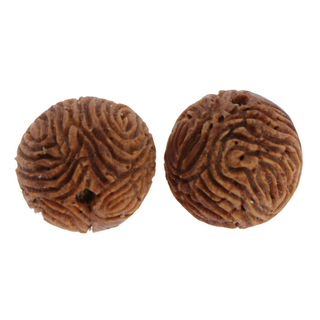 2pcs Carved Peach Pit Beads Wooden Loose Spacers Beads For Mens Bracelet DIY