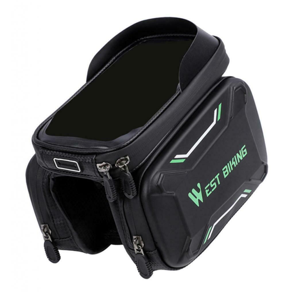 Moutain Bike Frame Bag Pouch Bike Bicycle Frame Front Tube Bag Black+Green
