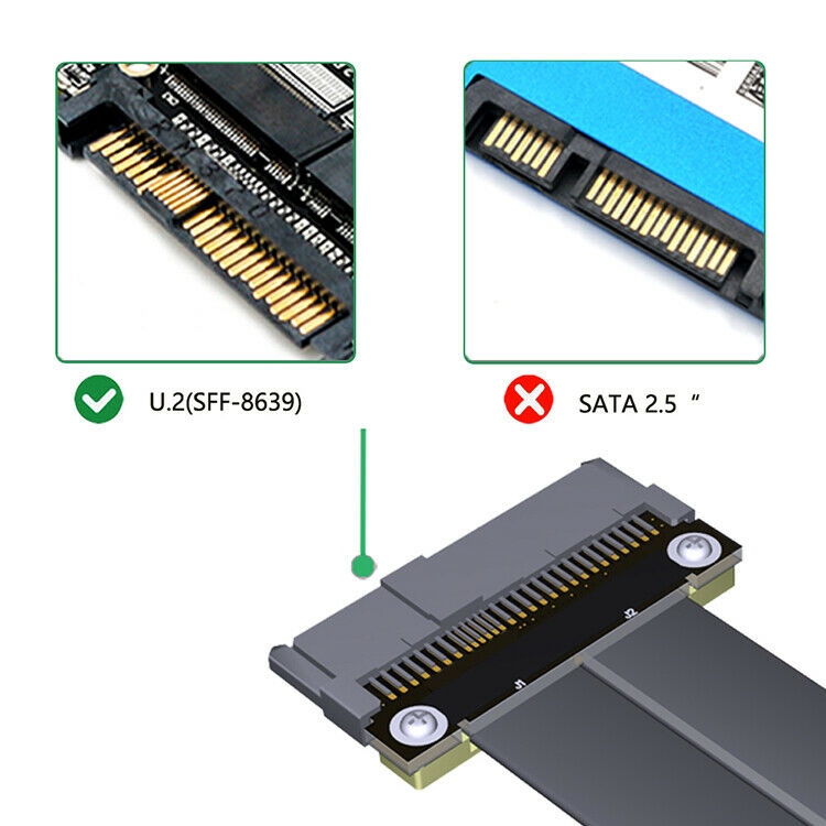 SFF-8639 (U.2) to NGFF M.2 Key M Extension Cable for U.2 NVME SSD