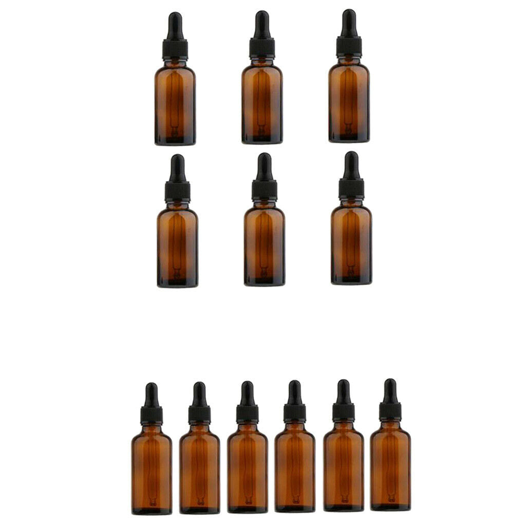 Amber Glass Bottles with Eye Droppe for Essential Oils 50ml/30ml--pack of 12