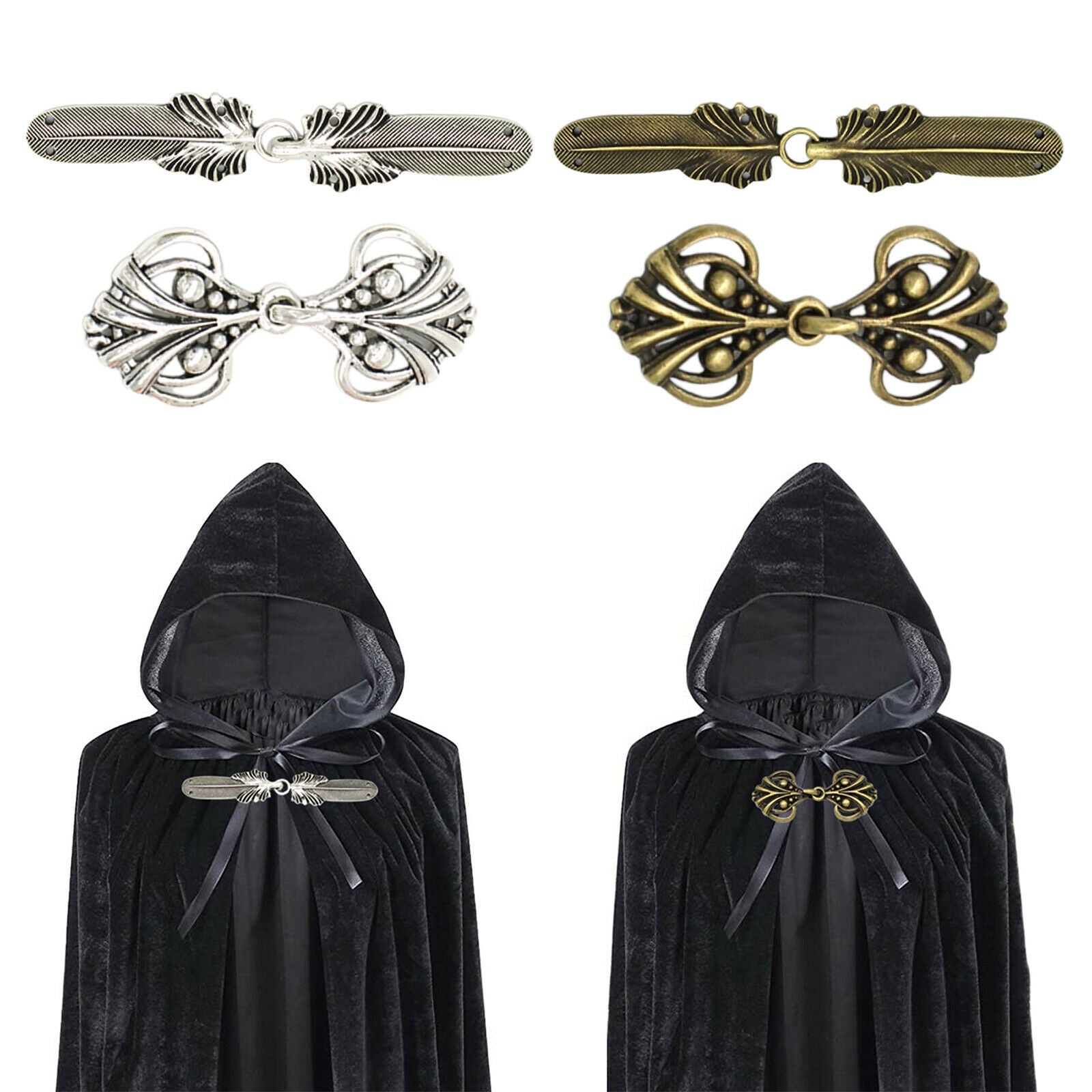 Pair of 4 Cardigan Sweater Pin Buckle Shawl Clip Collar Winter Accessories