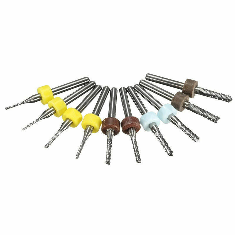 10Pcs 3.175mm PCB Carbure Outils Fin Moulin CNC Couper Pointes Fraisage Coupeurs