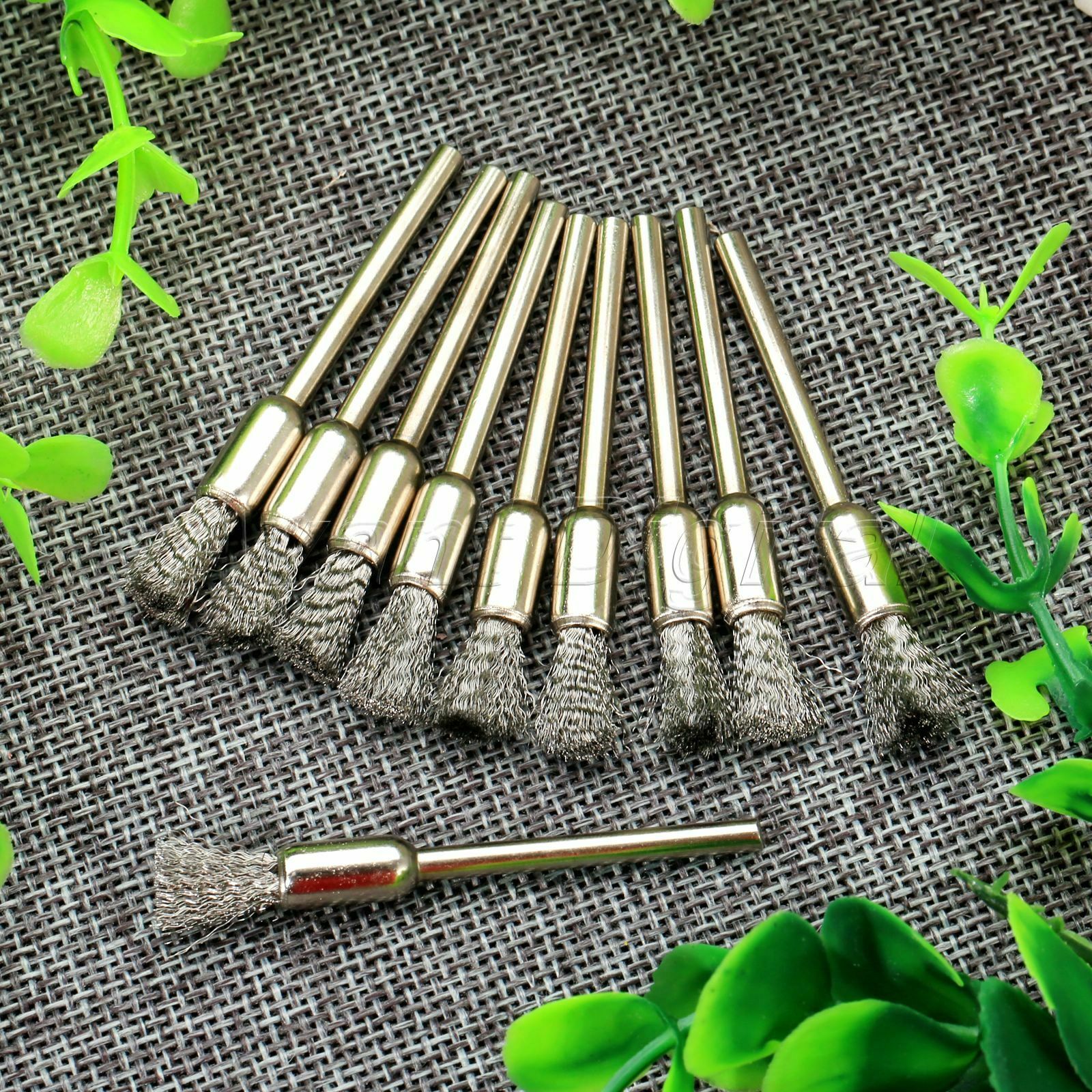 Steel Wire Pen 3mm Mandrel 6mm Brushes Cleaner Polishing Power Die Grinder 10Pcs