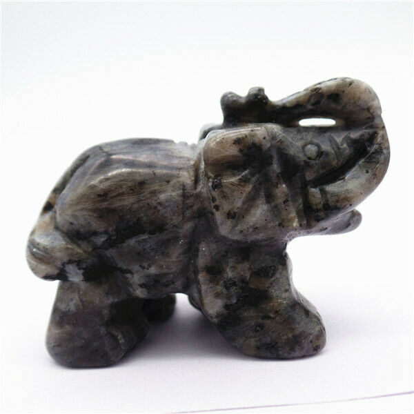 49x33x22mm Natural Labradorite Carved Elephant Decoration Statue Decor HH7958