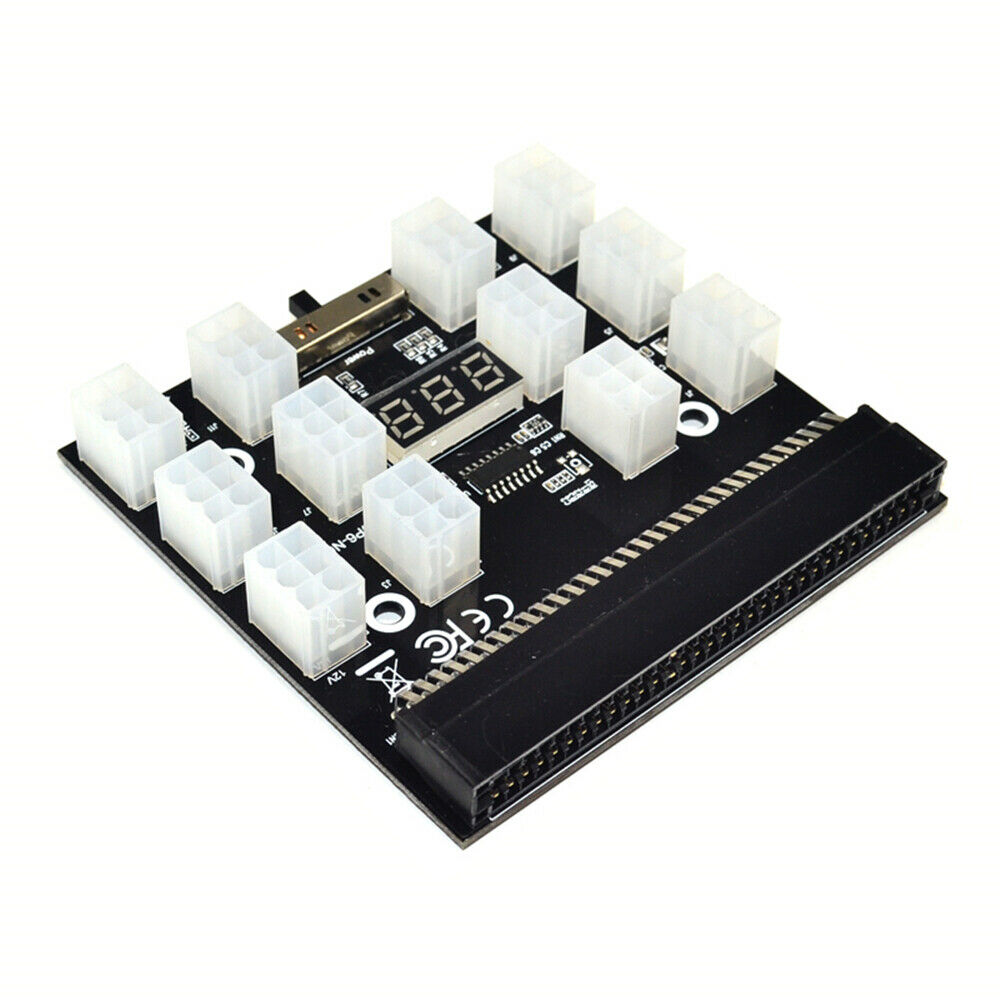 PCI-E 12x6Pin Power Supply Breakout Board Adapter Converter 12V for Ethereum BTC
