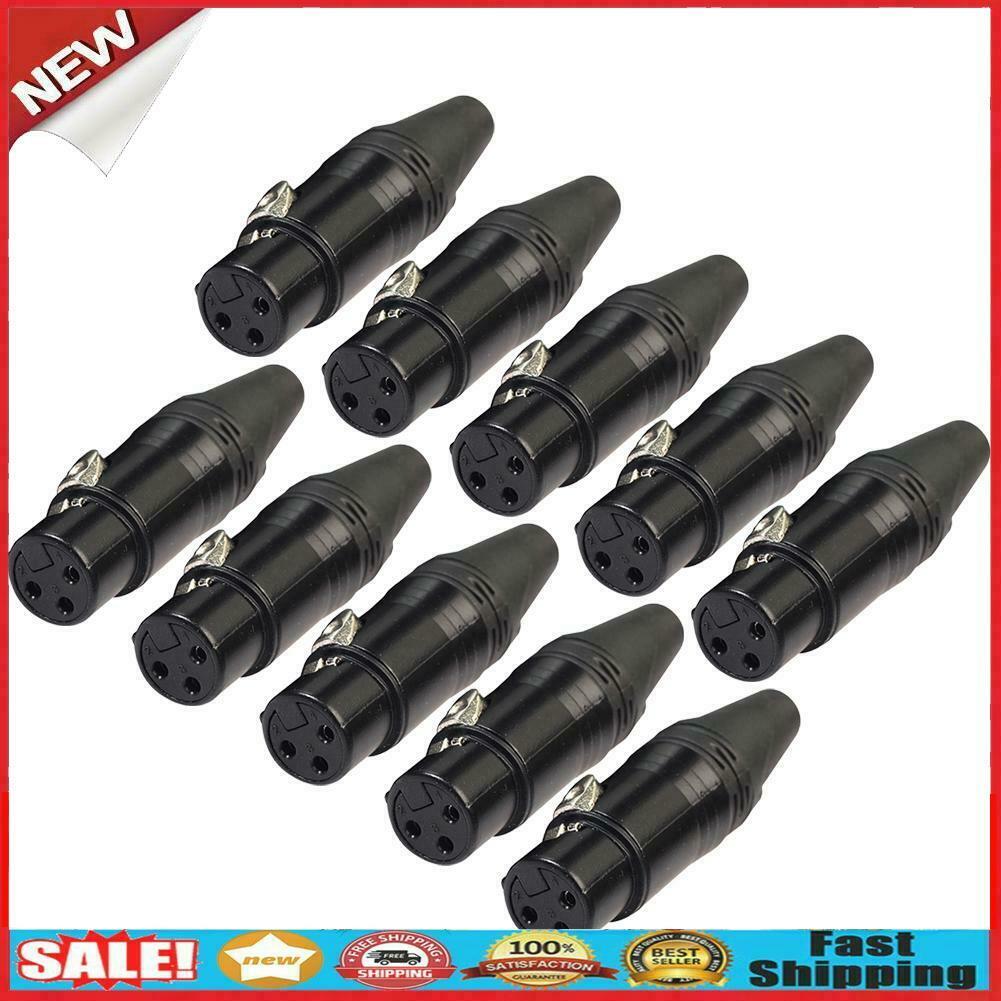 10pcs DIY Microphone XLR 3Pin Female Connector Cable Solder Plug Adapters @