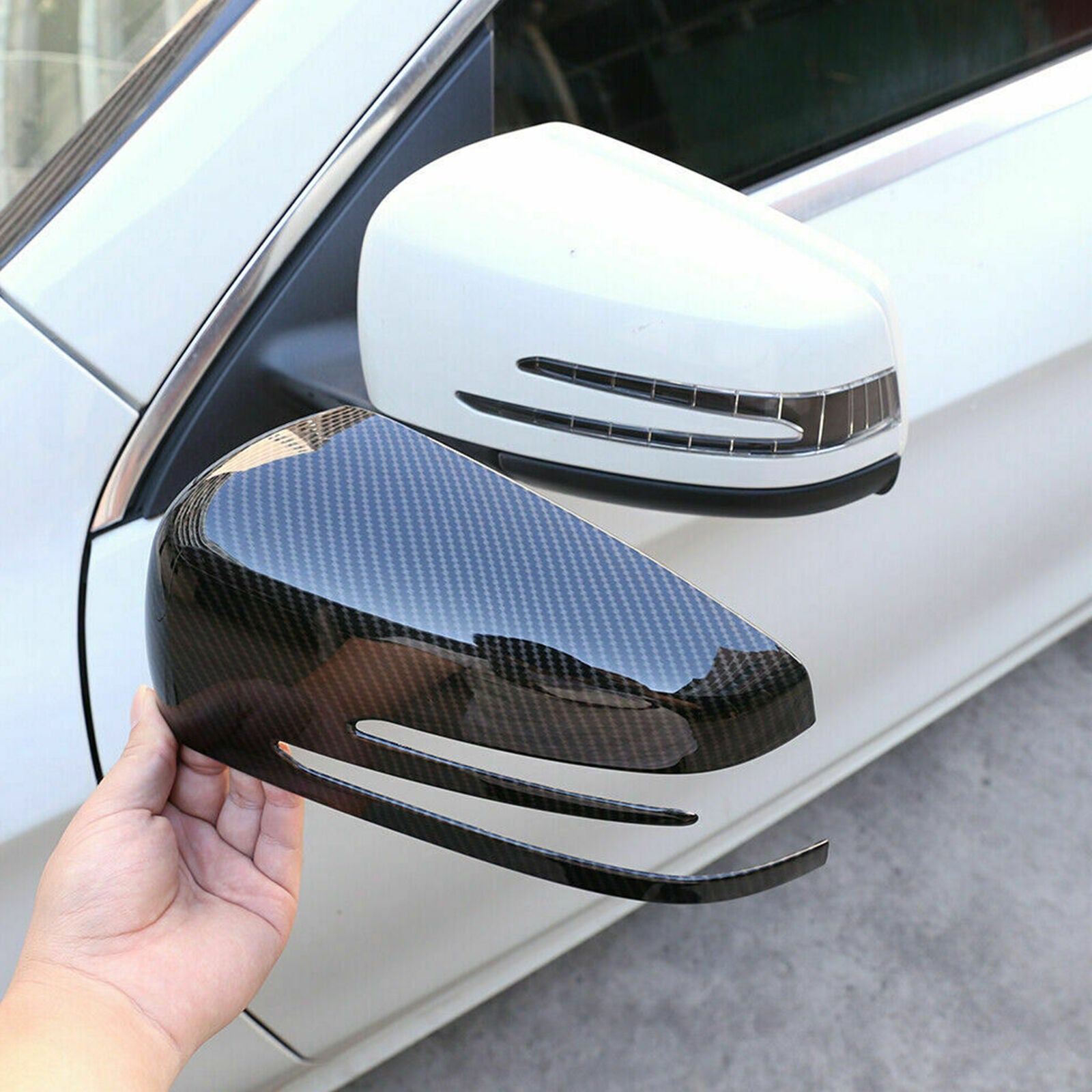 Carbon Fiber Black For Benz A B C E S CLA GLA CLS GLK Rearview Mirror Cover Cap
