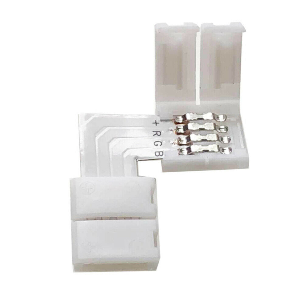 10PCS 10mm 4 Pin L Shape 90Degree Solderless Connectors   For 5050 LED RGB Strip