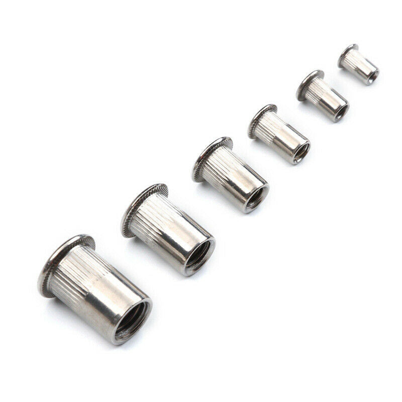 130Pcs Stainless Steel Rivet Nut Vertical Pattern Flat Head Nut Combination