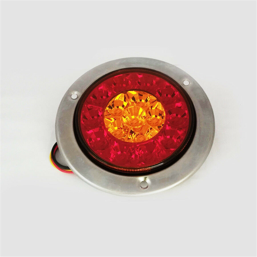 2pcs 16-LED 24V Round Clear Lens Red +Yellow Tail Lights Lamps Turn signal light