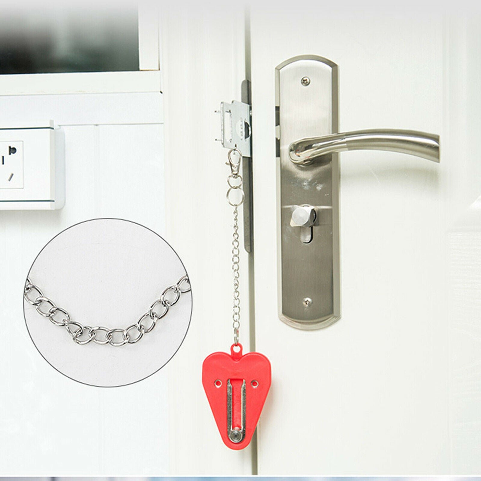 Portable Door Lock Latch for Safety Protection Manual Lock Hotel red