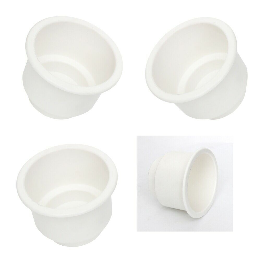 4x Recessed Drop In Cup Drink Can Holder Boat Car Marine Rv Trailer, White